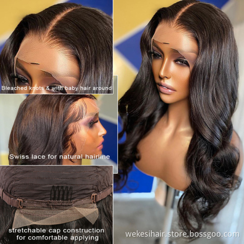 China Vendor Wholesale Virgin Brazilian HD Full Lace Frontal Wigs Natural Transparent Lace Front Human Hair Wig for Black Women